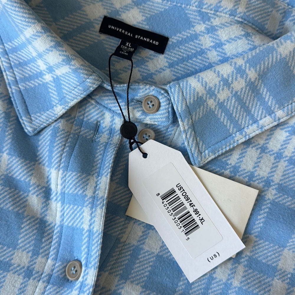 Nwt Universal Standard Blue Plaid button up XL